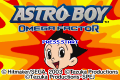 Astro Boy Omega Factor title screen for GameBoy Advance